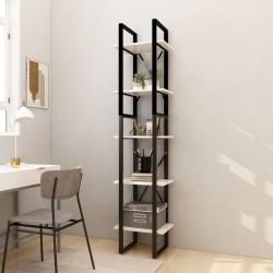 vidaXL Bücherregal 5 Fächer Weiß 40x30x175 cm Massivholz Kiefer