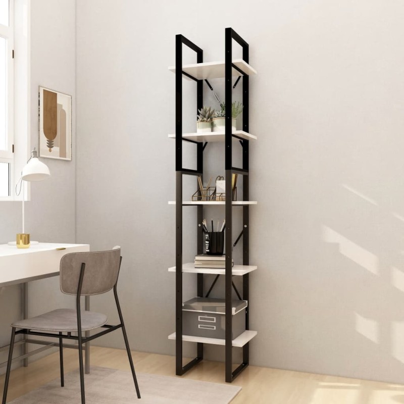 vidaXL Bücherregal 5 Fächer Weiß 40x30x175 cm Massivholz Kiefer vidaXL Bücherregal 5 Fächer Weiß 40x30x175 cm Massivholz Kiefer
