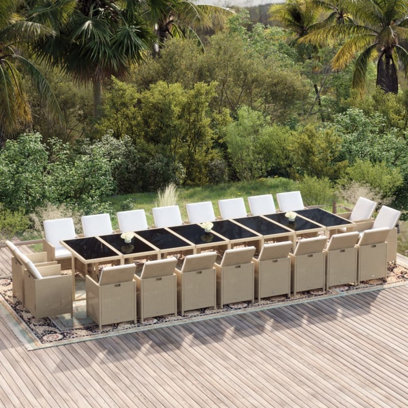 vidaXL 21-tlg. Garten-Essgruppe mit Kissen Poly Rattan Beige vidaXL 21-tlg. Garten-Essgruppe mit Kissen Poly Rattan Beige