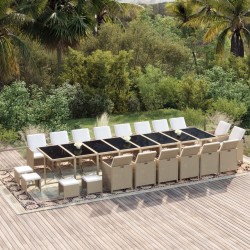 vidaXL 21-tlg. Garten-Essgruppe mit Kissen Poly Rattan Beige