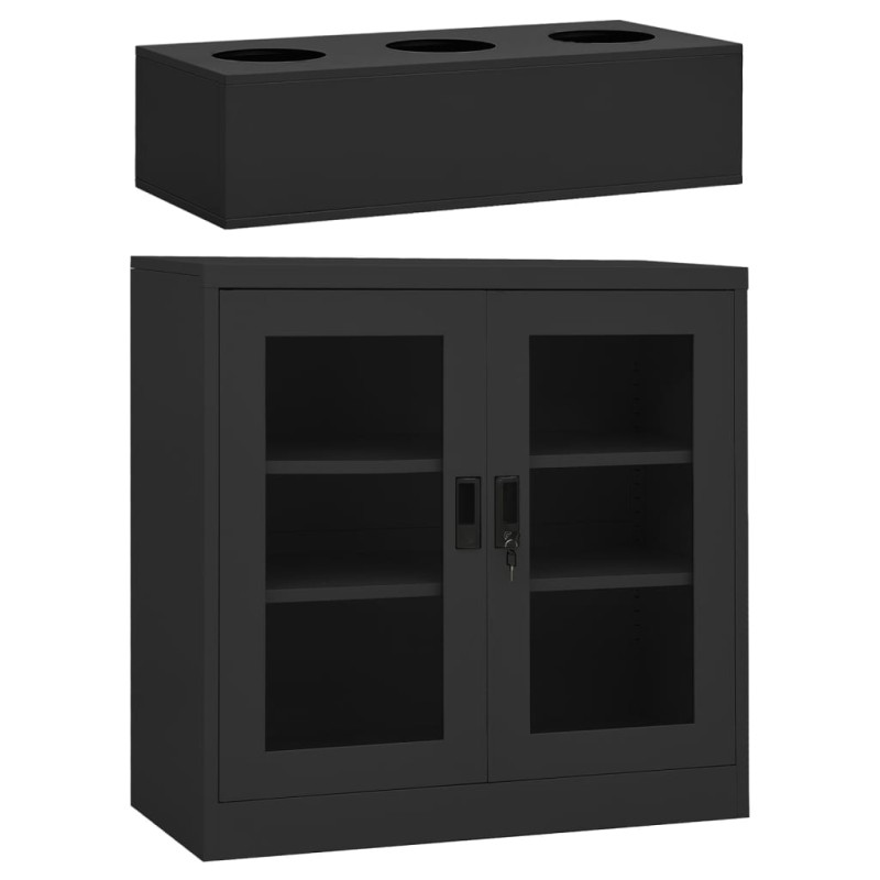 vidaXL Büroschrank mit Pflanzkasten Anthrazit 90x40x113 cm Stahl vidaXL Büroschrank mit Pflanzkasten Anthrazit 90x40x113 cm Stahl