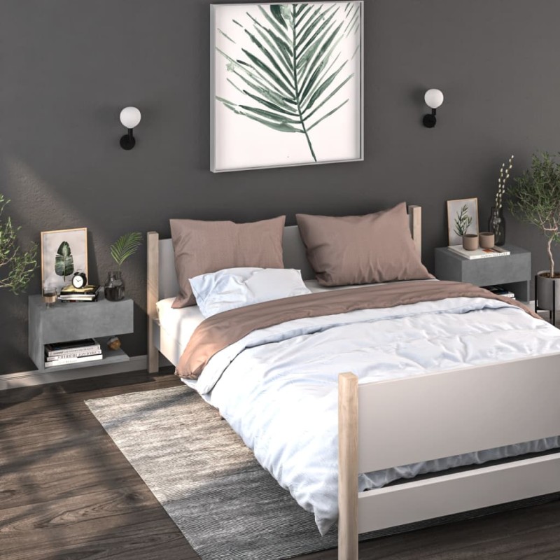 vidaXL Wand-Nachttische 2 Stk. Betongrau vidaXL Wand-Nachttische 2 Stk. Betongrau