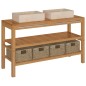 vidaXL Waschtisch Massivholz Teak mit Waschbecken Marmor Creme vidaXL Waschtisch Massivholz Teak mit Waschbecken Marmor Creme