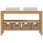 vidaXL Waschtisch Massivholz Teak mit Waschbecken Marmor Creme vidaXL Waschtisch Massivholz Teak mit Waschbecken Marmor Creme