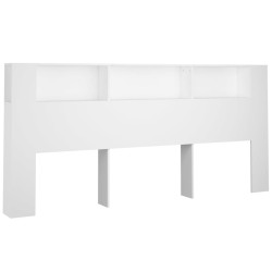 vidaXL Kopfteil mit Ablagen Weiß 220x18,5x104,5 cm