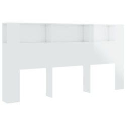 vidaXL Kopfteil mit Ablagen Hochglanz-Weiß 200x18,5x104,5 cm