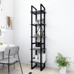 vidaXL Bücherregal 5 Fächer Grau 40x30x175 cm Holzwerkstoff