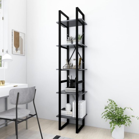vidaXL Bücherregal 5 Fächer Grau 40x30x175 cm Holzwerkstoff