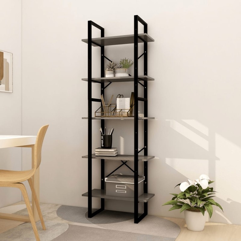 vidaXL Bücherregal 5 Fächer Grau 60x30x175 cm Massivholz Kiefer vidaXL Bücherregal 5 Fächer Grau 60x30x175 cm Massivholz Kiefer
