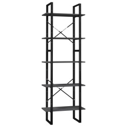 vidaXL Bücherregal 5 Fächer Grau 60x30x175 cm Massivholz Kiefer