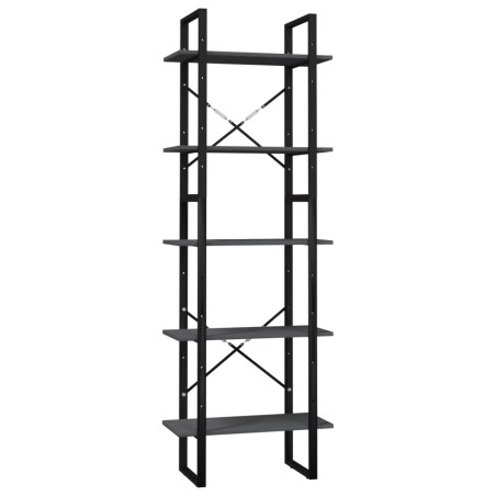 vidaXL Bücherregal 5 Fächer Grau 60x30x175 cm Massivholz Kiefer