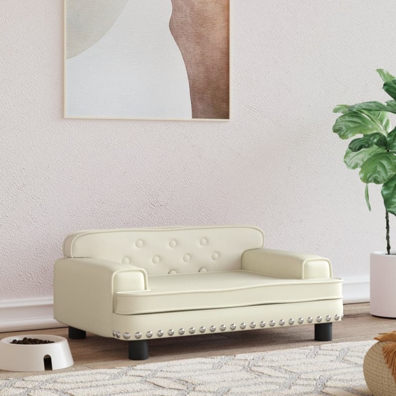 vidaXL Hundebett Creme 70x45x30 cm Kunstleder vidaXL Hundebett Creme 70x45x30 cm Kunstleder