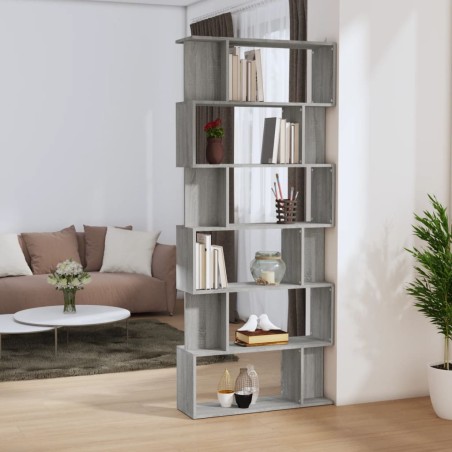 vidaXL Bücherregal/Raumteiler Grau Sonoma 80x24x192 cm Holzwerkstoff