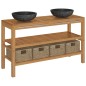 vidaXL Waschtisch Massivholz Teak mit Waschbecken Marmor Schwarz vidaXL Waschtisch Massivholz Teak mit Waschbecken Marmor Schwarz