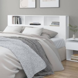 vidaXL Kopfteil mit Ablagen Weiß 200x18,5x104,5 cm