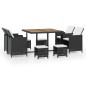 9-tlg. Garten-Essgruppe Poly Rattan Akazienholz Schwarz 9-tlg. Garten-Essgruppe Poly Rattan Akazienholz Schwarz