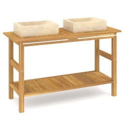 vidaXL Waschtisch mit Creme Marmorbecken Massivholz Teak