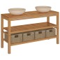 vidaXL Waschtisch Massivholz Teak mit Waschbecken Marmor Creme vidaXL Waschtisch Massivholz Teak mit Waschbecken Marmor Creme