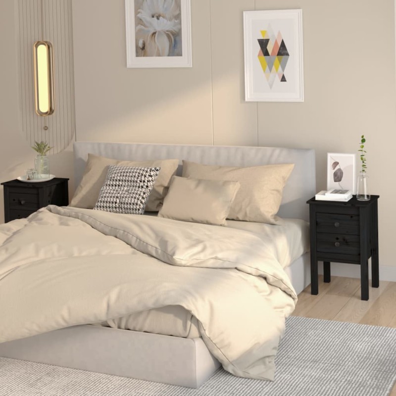 vidaXL Nachttische 2 Stk. Schwarz 40x35x61,5 cm Massivholz Kiefer vidaXL Nachttische 2 Stk. Schwarz 40x35x61,5 cm Massivholz Kiefer