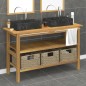 vidaXL Waschtisch mit Schwarzen Marmorbecken Massivholz Teak vidaXL Waschtisch mit Schwarzen Marmorbecken Massivholz Teak