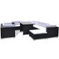 vidaXL 10-tlg. Garten-Lounge-Set mit Auflagen Poly Rattan Schwarz vidaXL 10-tlg. Garten-Lounge-Set mit Auflagen Poly Rattan Schwarz
