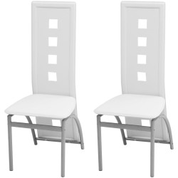 vidaXL Esszimmerstühle 2 Stk. Weiß Kunstleder
