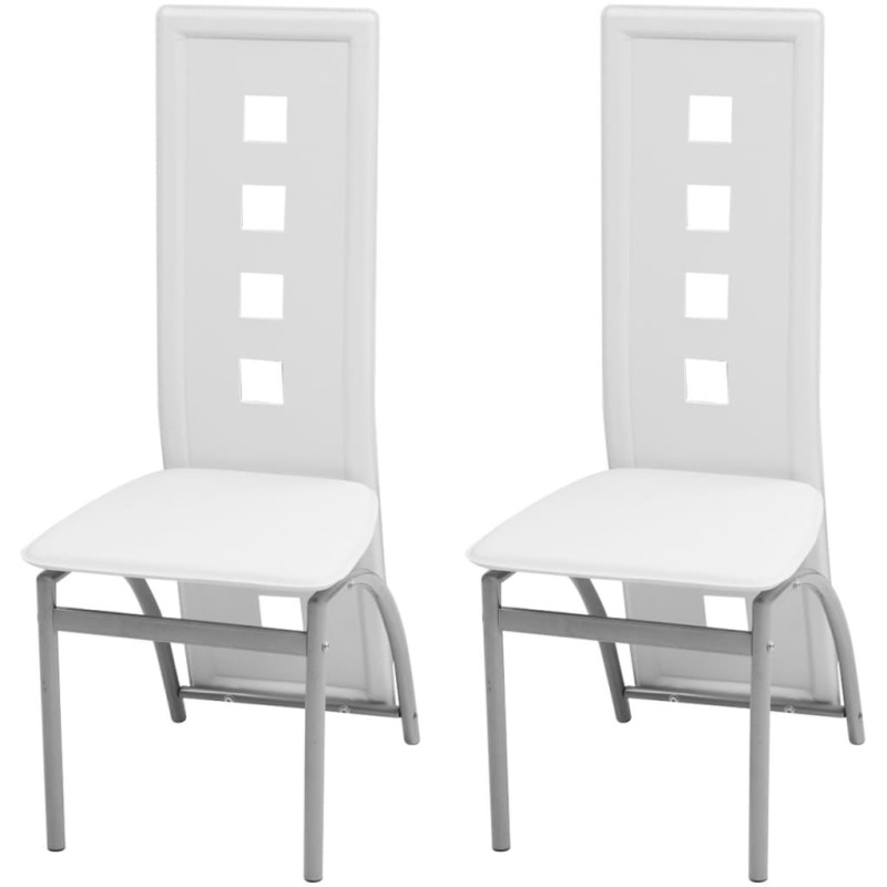vidaXL Esszimmerstühle 2 Stk. Weiß Kunstleder vidaXL Esszimmerstühle 2 Stk. Weiß Kunstleder