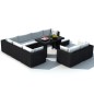vidaXL 10-tlg. Garten-Lounge-Set mit Auflagen Poly Rattan Schwarz vidaXL 10-tlg. Garten-Lounge-Set mit Auflagen Poly Rattan Schwarz