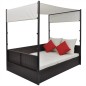 vidaXL Gartenbett mit Baldachin Braun 190×130 cm Poly Rattan vidaXL Gartenbett mit Baldachin Braun 190×130 cm Poly Rattan
