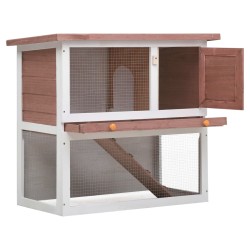 vidaXL Kaninchenstall 1 Tür Braun Holz
