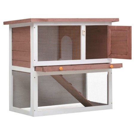 vidaXL Kaninchenstall 1 Tür Braun Holz