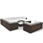 10-tlg. Garten-Lounge-Set mit Auflagen Poly Rattan Braun 10-tlg. Garten-Lounge-Set mit Auflagen Poly Rattan Braun