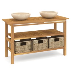 vidaXL Waschtisch mit Creme Marmorbecken Massivholz Teak
