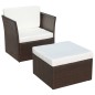 Gartensessel mit Fußhocker Poly Rattan Braun Gartensessel mit Fußhocker Poly Rattan Braun