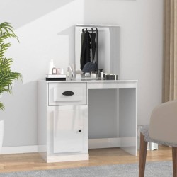 vidaXL Schminktisch mit Spiegel Hochglanz-Weiß 90x50x132,5 cm