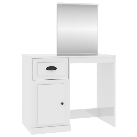 vidaXL Schminktisch mit Spiegel Hochglanz-Weiß 90x50x132,5 cm