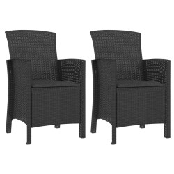vidaXL Gartenstühle 2 Stk. mit Kissen PP Rattan Graphitgrau