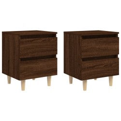vidaXL Nachttische mit Massivholz-Beinen 2 Stk. Braun Eiche 40x35x50cm