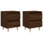 vidaXL Nachttische mit Massivholz-Beinen 2 Stk. Braun Eiche 40x35x50cm vidaXL Nachttische mit Massivholz-Beinen 2 Stk. Braun Eiche 40x35x50cm