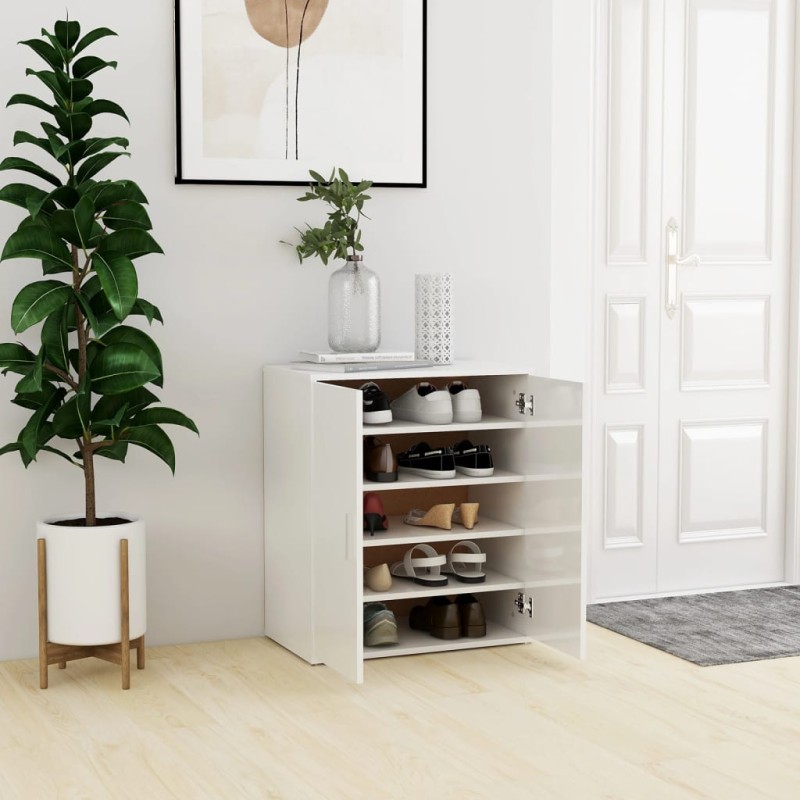 vidaXL Schuhschrank Hochglanz-Weiß 60x35x70 cm Holzwerkstoff vidaXL Schuhschrank Hochglanz-Weiß 60x35x70 cm Holzwerkstoff