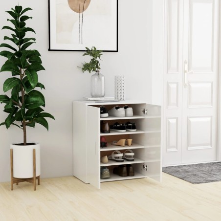 vidaXL Schuhschrank Hochglanz-Weiß 60x35x70 cm Holzwerkstoff