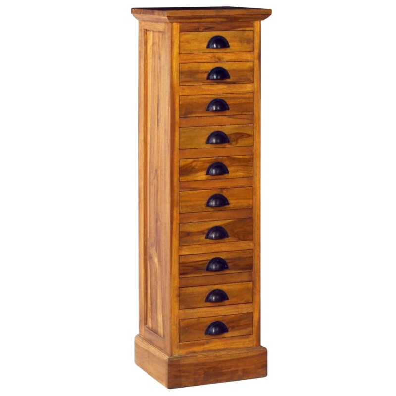 vidaXL Schrank mit 10 Schubladen 35x30x120 cm Teak Massivholz vidaXL Schrank mit 10 Schubladen 35x30x120 cm Teak Massivholz