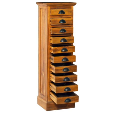vidaXL Schrank mit 10 Schubladen 35x30x120 cm Teak Massivholz