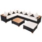 8-tlg. Garten-Lounge-Set mit Auflagen Poly Rattan Schwarz 8-tlg. Garten-Lounge-Set mit Auflagen Poly Rattan Schwarz