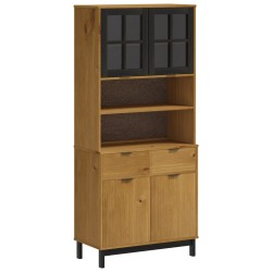 vidaXL Highboard mit Glastüren FLAM 80x40x180 cm Massivholz Kiefer