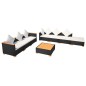 8-tlg. Garten-Lounge-Set mit Auflagen Poly Rattan Schwarz 8-tlg. Garten-Lounge-Set mit Auflagen Poly Rattan Schwarz