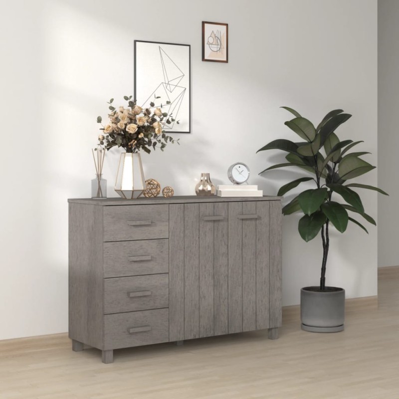 vidaXL Sideboard HAMAR Hellgrau 113x40x80 cm Massivholz Kiefer vidaXL Sideboard HAMAR Hellgrau 113x40x80 cm Massivholz Kiefer