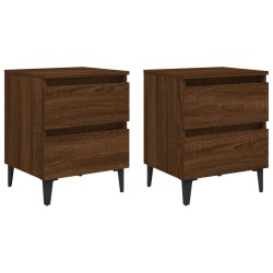 vidaXL Nachttische 2 Stk. Metallbeine Braun Eichen-Optik 40x35x50 cm