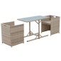 vidaXL 3-tlg. Bistro-Set mit Auflagen Poly Rattan Beige vidaXL 3-tlg. Bistro-Set mit Auflagen Poly Rattan Beige