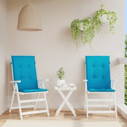 Gartenstuhlauflagen für Hochlehner 2 Stk. Blau 120x50x3cm Stoff